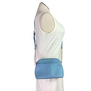 Nanette Lepore Crossbody Bag Small Blue Dome Faux Leather Adjustable Strap